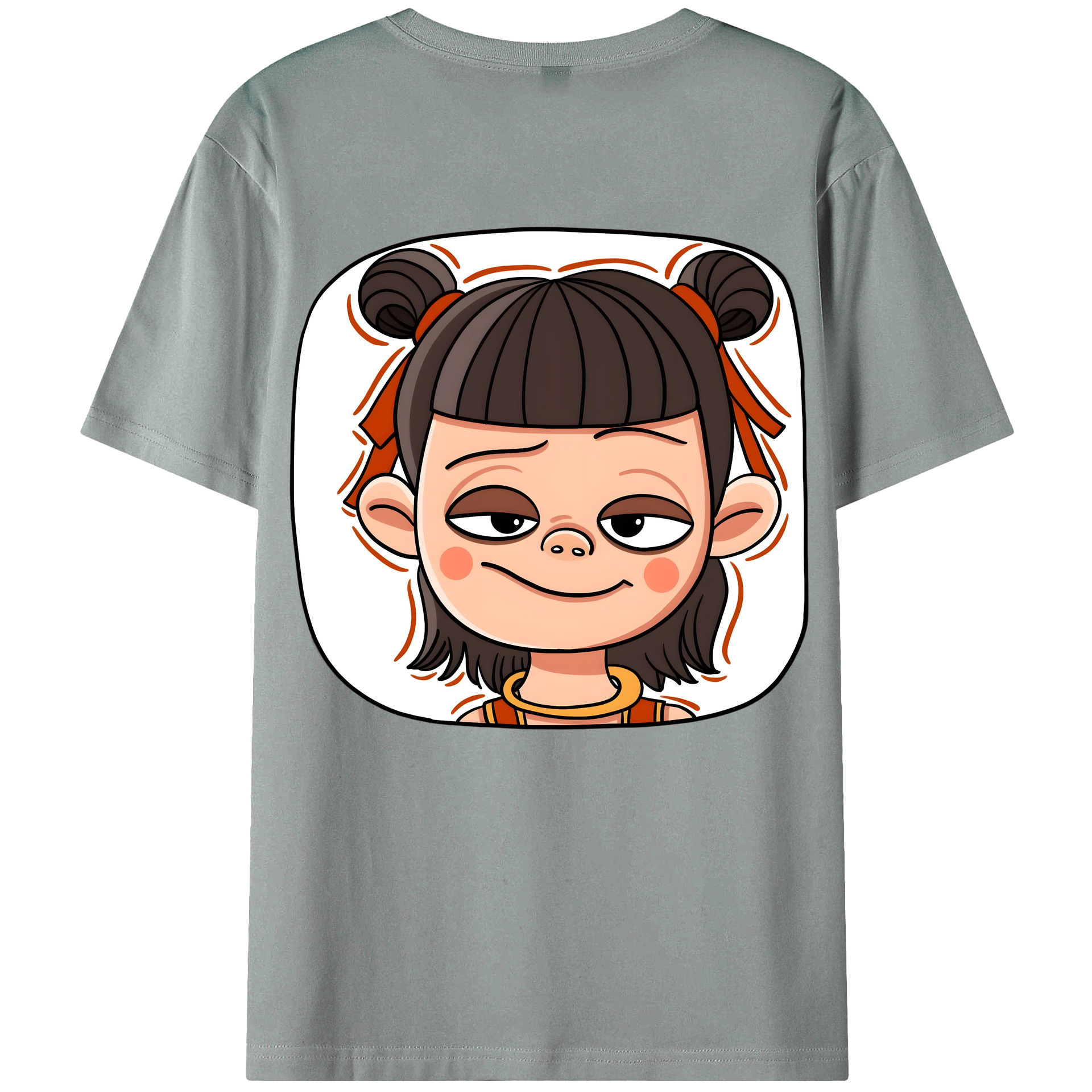 （画像用） Ne Zha 2 ナタ 魔童の大暴れ 綿100％ メンズ半袖Tシャツ（バックプリント） 通気性
